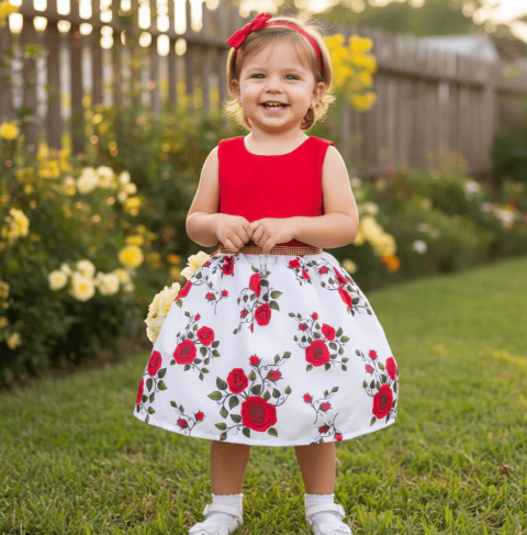 Vestido de festa flores vermelha regata - comprar online