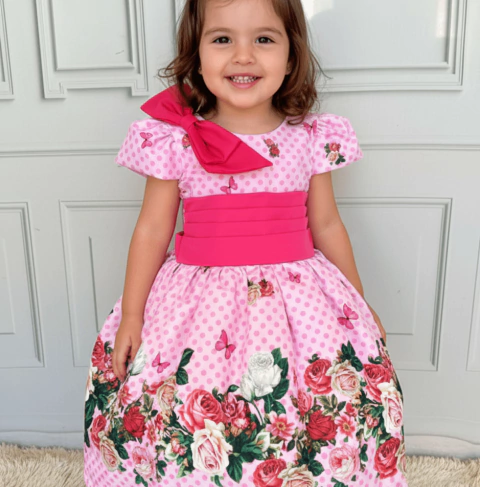 Vestido de festa rosa laço no ombro - comprar online