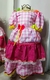 Vestido xadrez infantil junino rosa com branco