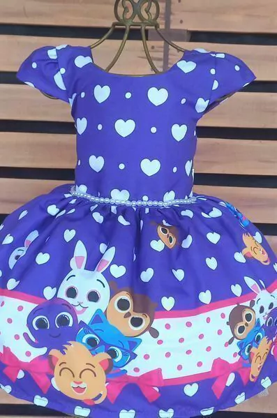 Vestido Bolofofos roxo/coração branco