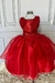 Vestido de festa organza busto paete vermelho