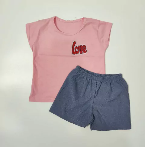Conjunto Menina blusa rosa love