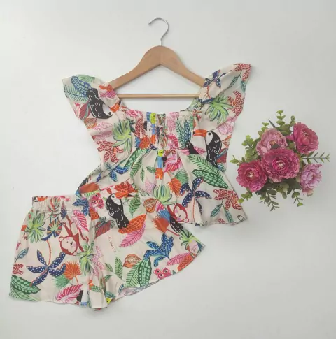 Conjunto estampa animais cor nude - comprar online