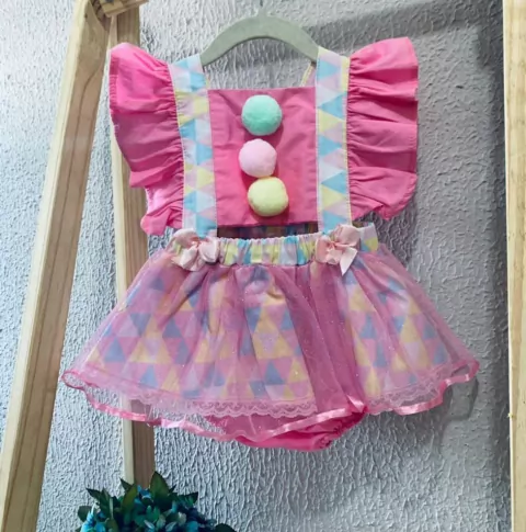 Romper Circo com saia de tule com uma fita na barra - comprar online