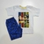 Conjunto Justice camiseta branca Short azul