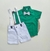 Conjunto social camisa verde bermuda branca