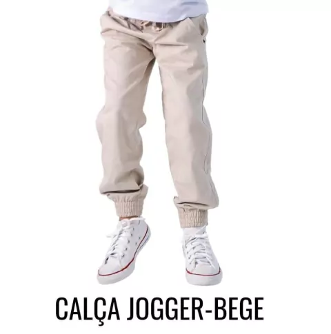 Calça Jogger Brim Bege