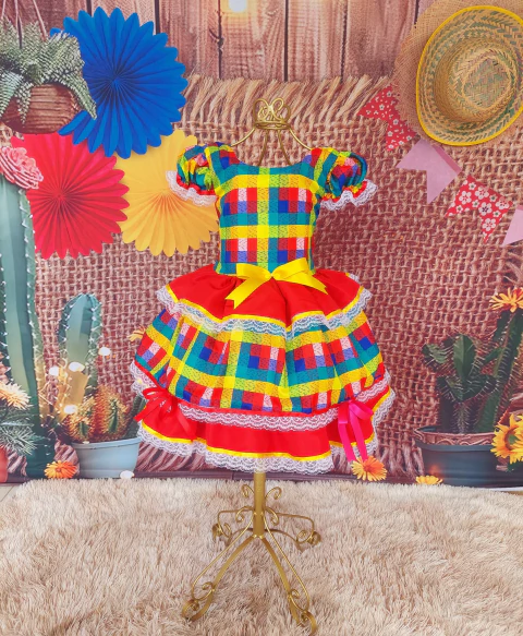 Vestido infantil modelo junino Xadrez - comprar online