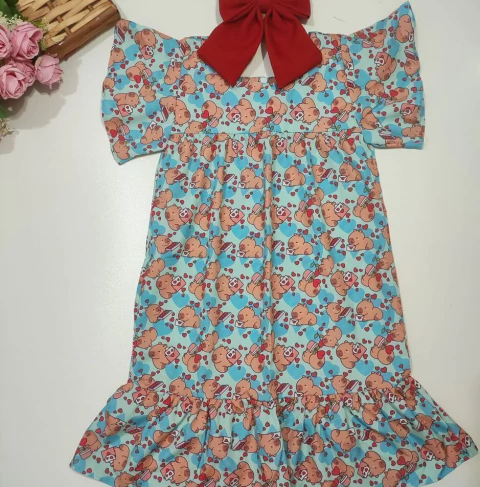 Vestido Trapézio Capivara coração