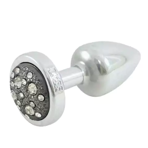 Plug Anal em ABS Cromado com Pedra Cravejada em Strass Onix - Plug LESS HARD