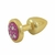 Plug Anal em ABS Dourado com Pedra Cravejada em Strass Rosa - Plug LESS HARD