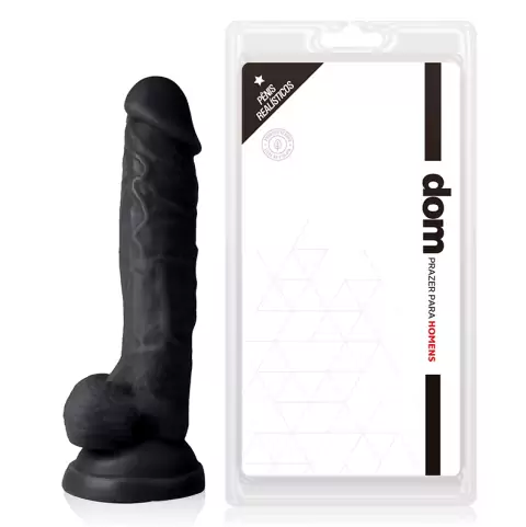 Pênis com Escroto e Ventosa Realístico 19 x 4 cm - Preto