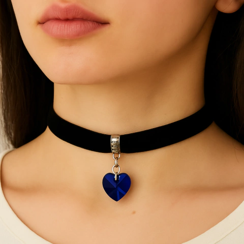 Choker Boho com Coração Azul – Um toque fofo e sexy! - comprar online