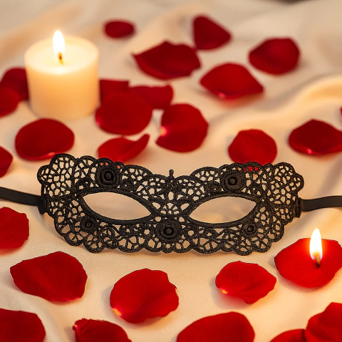 Máscara Rendada com Flores – Pra Brilhar no Baile e no Mistério - comprar online