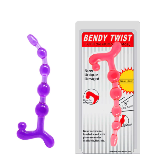 Plug Anal em Jelly BENDY TWIST 5 esferas graduais com Estimulador de Períneo