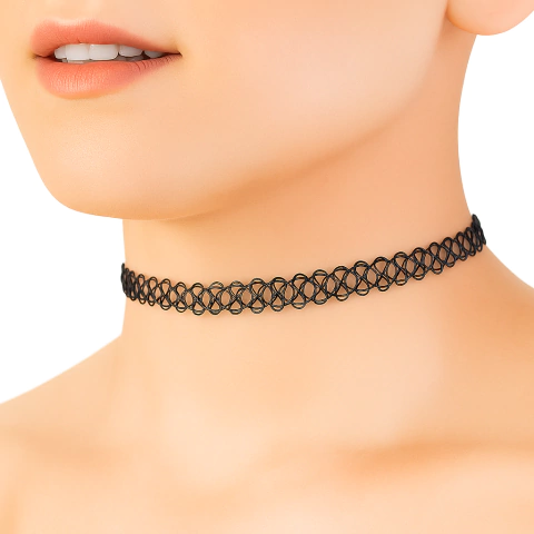 Gargantilha trançada Preta Estilo Choker – Pra dar aquele charme misterioso no look!