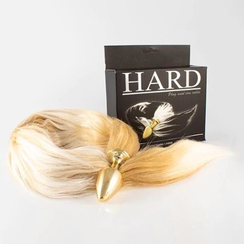 Plug Anal em Aço Dourado c/ cauda de Bege c/ 50 cm - Joia Anal - HARD - comprar online
