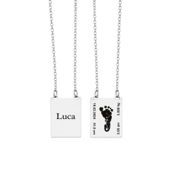 Escapulário Personalizado com Dados do Nascimento em Aço Inox