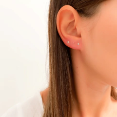 Trio de Brincos com Zircônias Coloridas 2mm de Prata 925 - comprar online