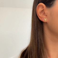 Brinco Coração Puxadinho Liso G Banhado a Ouro 18K - comprar online