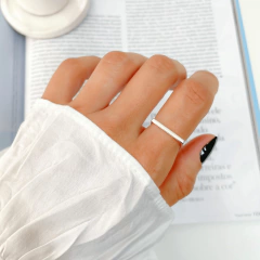 Anel Quadrado Fino de Prata 925 - comprar online