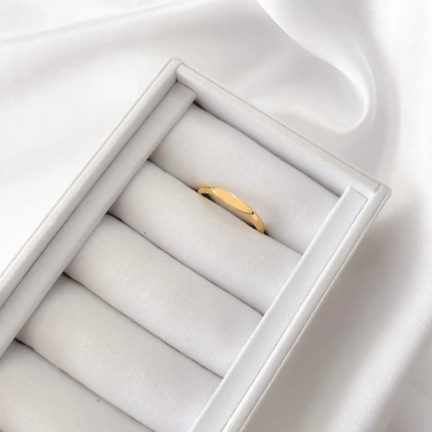 Anel Regulável Liso Fino Chapa Banhado a Ouro 18K