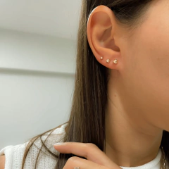 Trio de Brincos Bolinha Banhado a Ouro 18K - comprar online