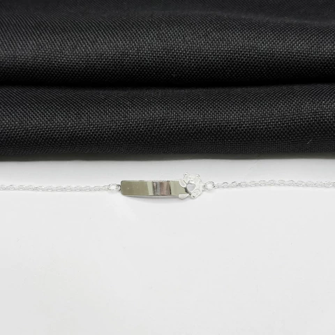 Pulseira baby panda coração vazado em prata 925