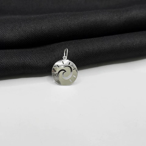 Pingente Medalha Onda em Prata 925