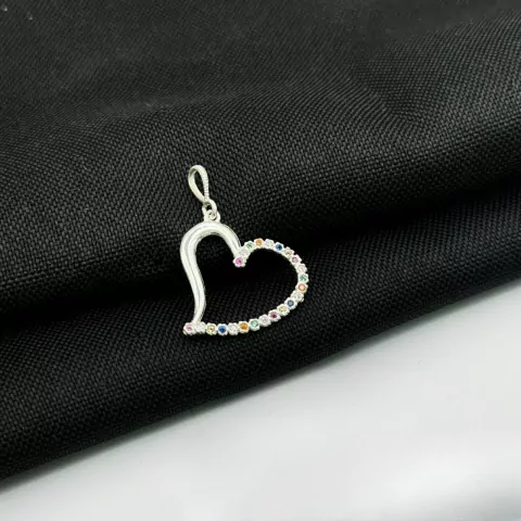 Pingente coração colorido em prata 925