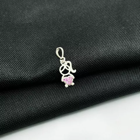 Pingente menina rosa em prata 925