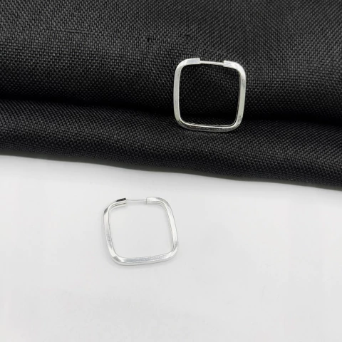 Brinco Argola fio quadrado M Em Prata 925