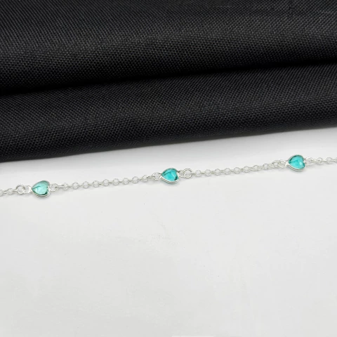Pulseira Coração Turquesa em Prata 925