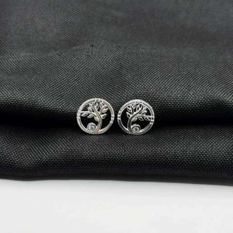 Brinco Ramos círculo em prata 925