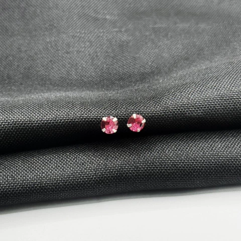 Brinco Zircônia Rosa G em Prata 925