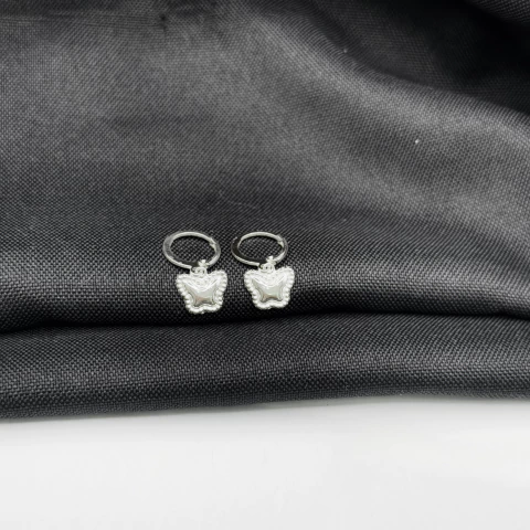 Brinco Argola Borboleta em Prata 925