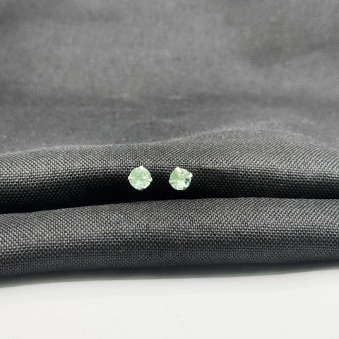 Brinco Zircônia Verde Acqua G em Prata 925