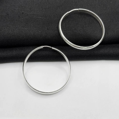 Brinco Argola Meia Cana Em Prata 925