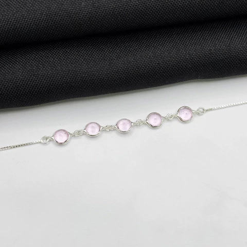 Pulseira zircônia rosa em prata 925