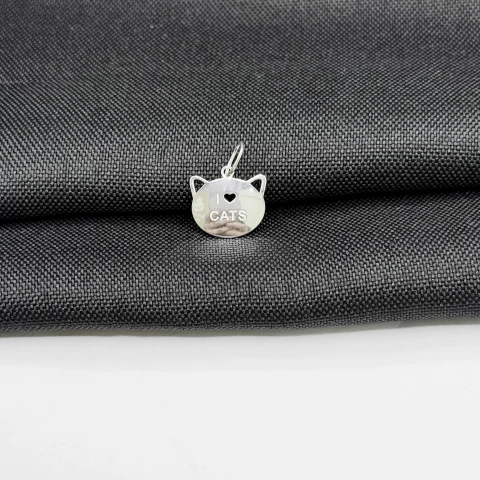 Pingente i Love cat em prata 925