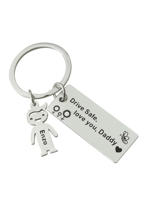 Chaveiro Dirija com Segurança, amo você Papai em Prata 925