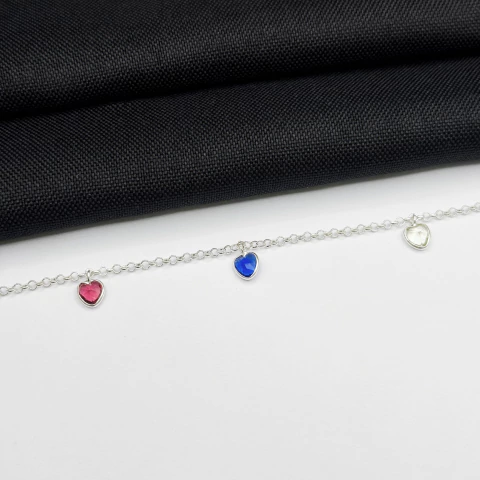 Pulseira zircônia colorida em prata 925