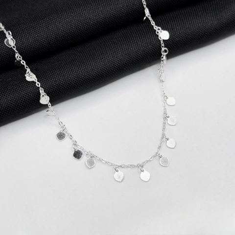 Colar Chocker Corações Chapinha Em Prata 925