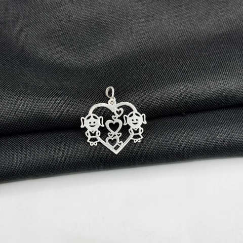 Pingente Meninas em prata 925