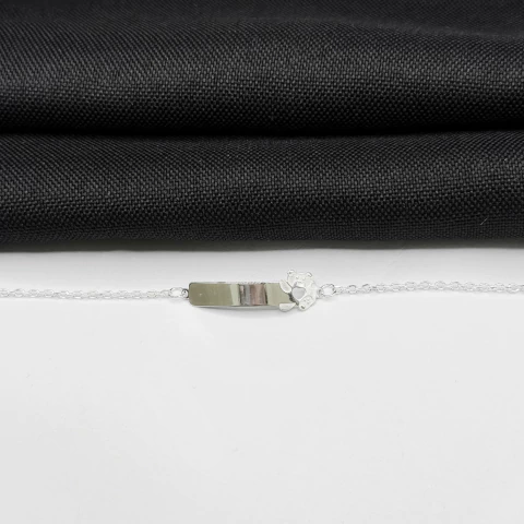 Pulseira Plaquinha Ursinho em Prata 925