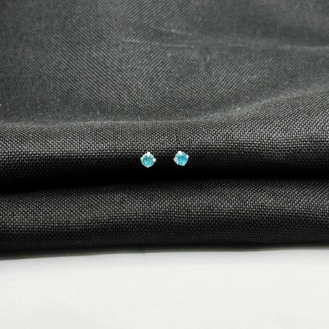 Brinco Zircônia Azul P em Prata 925