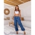 CALÇA JEANS PARACHUTE FEMININA CINTURA ALTA REGULADORES NO CÓS
