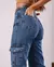 Calça Jeans Wide Leg Feminina Cintura Alta com Bolso Cargo na internet