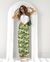 CALÇA JEANS FEMININA WIDE LEG ESTAMPADO VERDE - BE GRINGA