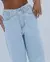 Calça Jeans Wide Leg Feminina Cintura Alta Tachas e Correntes na internet